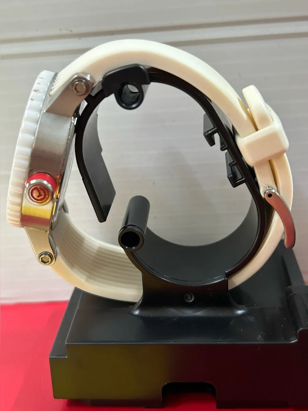 REDLINE White Sportwatch with Red Crown Accent